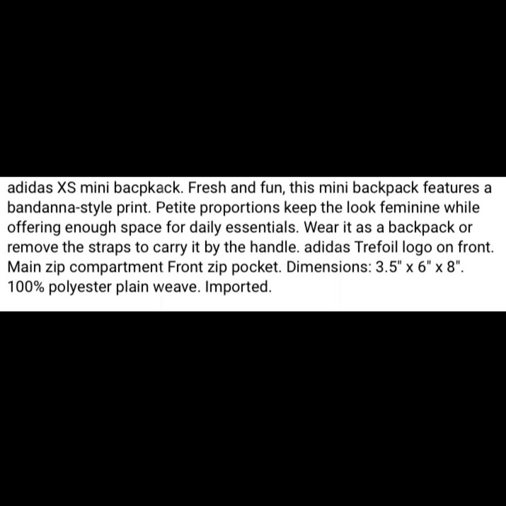 🆕ADIDAS/// Bandanna  Mini Backpack - Picture 3 of 5